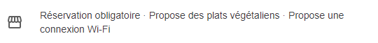 Attributs fiche établissement Google