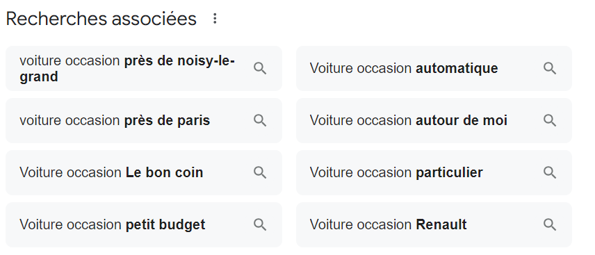 « Recherches associées » de Google