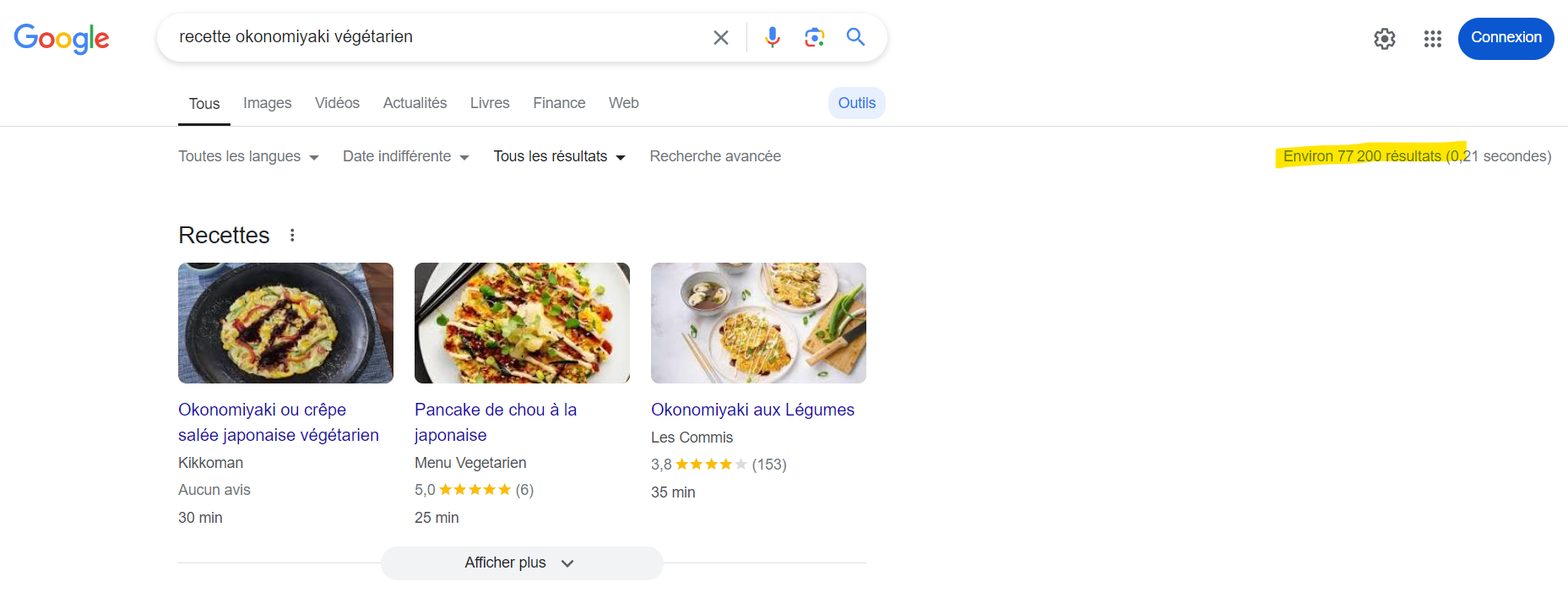 Résultats de recherche Google recette okonomiyaki végétarien | Digital Conception